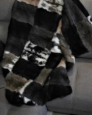Manta, bed cover piel conejo 100×90 cm natural,sostenible