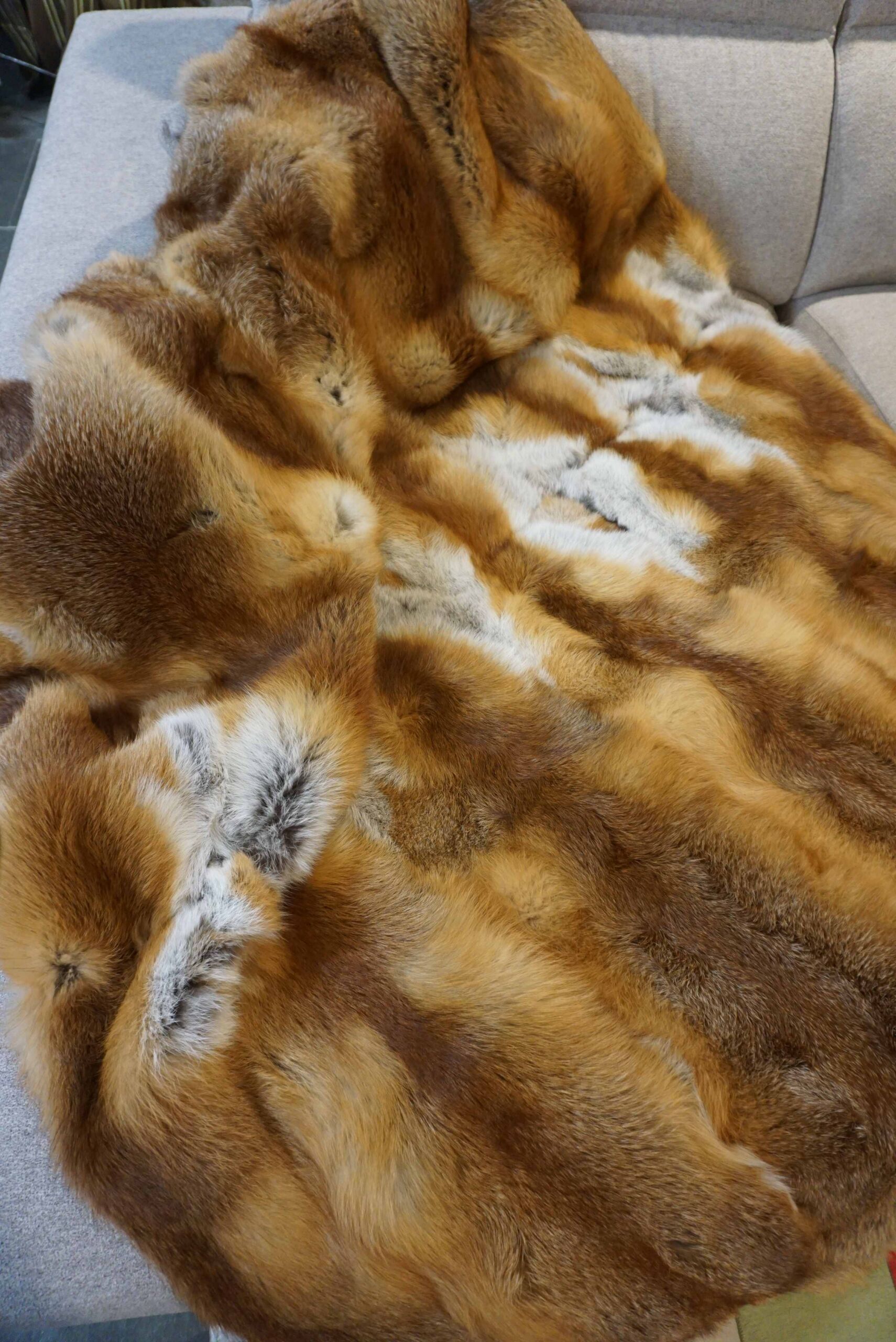 Manta piel Zorro Red Fox natural 160 x 140 cm forro lana