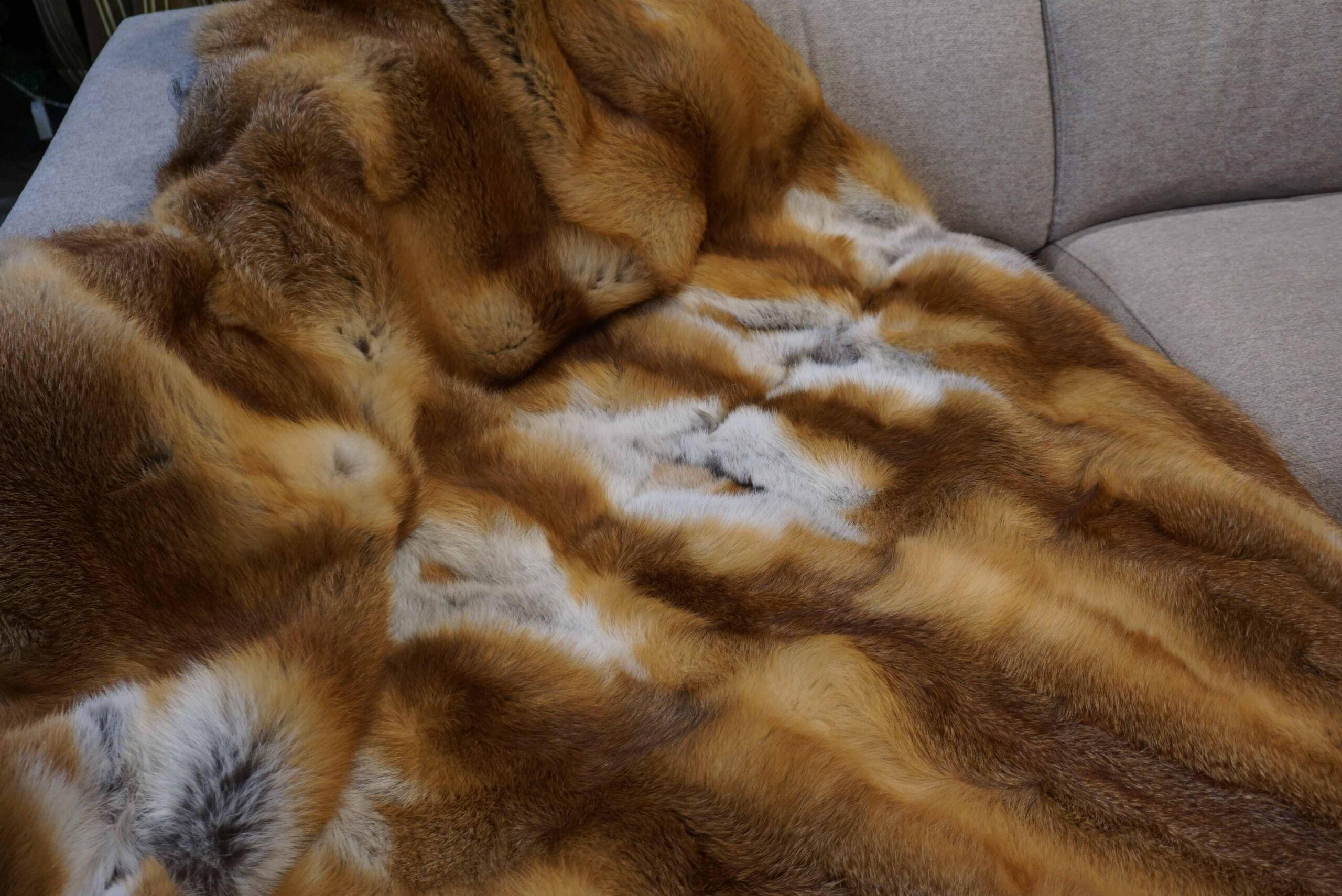 Manta piel Zorro Red Fox natural 160 x 140 cm forro lana