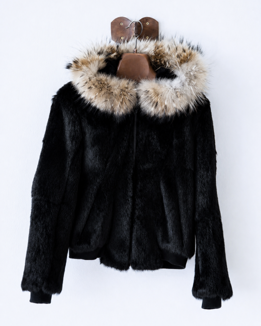 cazadora bomber piel de conejo